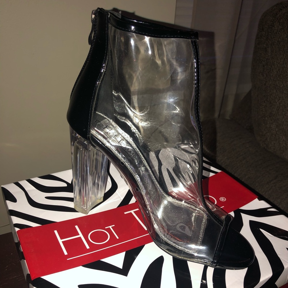 Clear Chunk heel bootie
